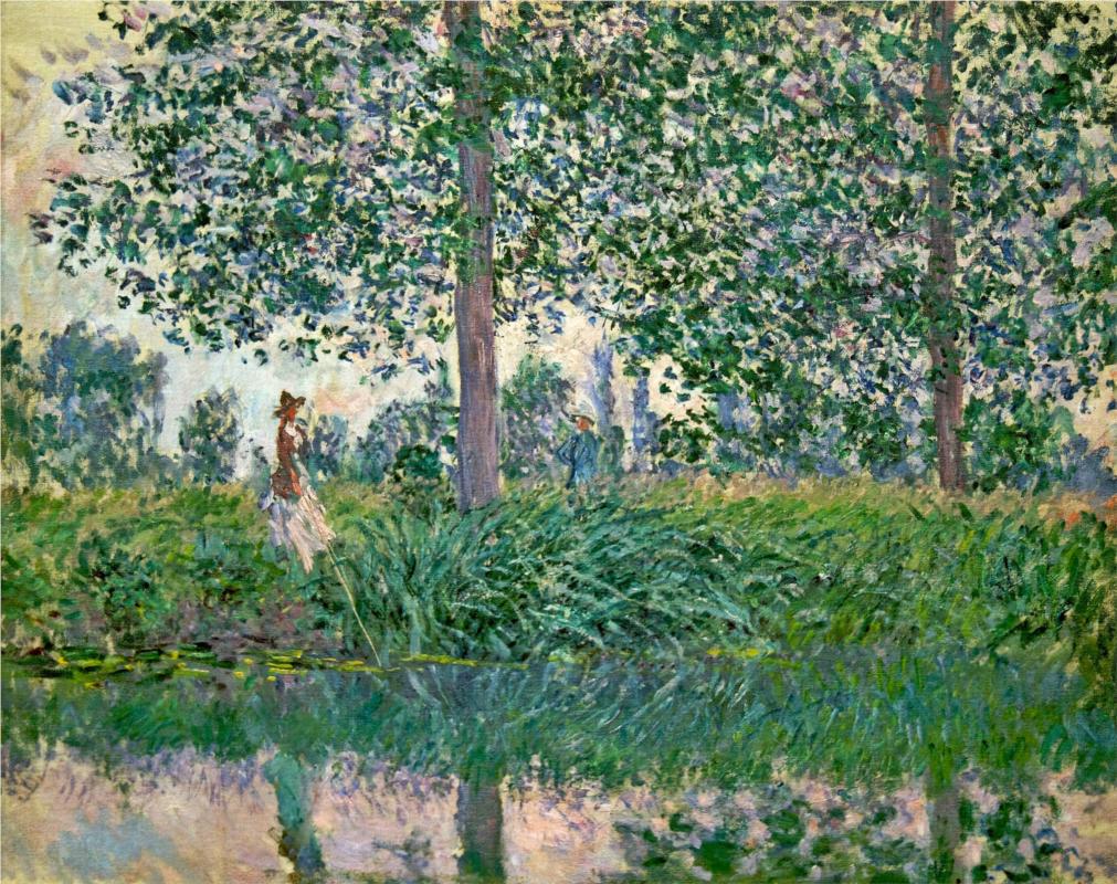 Fishing on the River Epte - Claude Monet Paintings